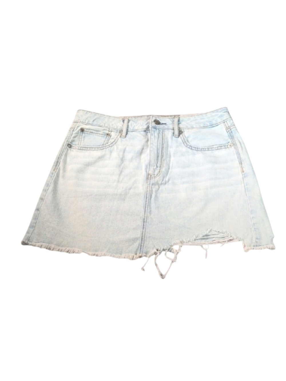 American Eagle Super Hi-Rise Festival Mini Denim Skirt Destressed Size 8